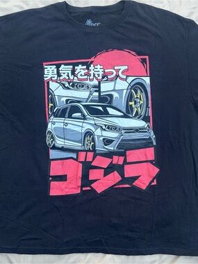 Vibe Black Graphic Car Tee with Pink and Gold Accents
